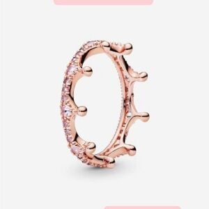 Pandora Rose Gold Crown Ring with Pink Stones